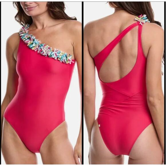 Summersalt Sidestroke Pink One-Piece Swimsuit – Size 6 – Confetti Trim - Picture 2 of 10